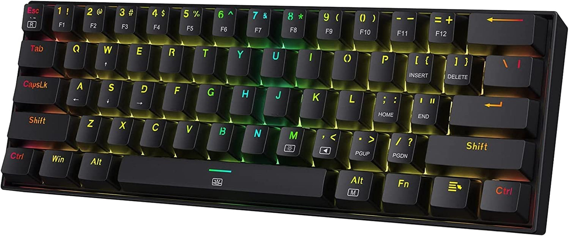 K630 Dragonborn 60% Wired RGB Gaming Keyboard, 61 Keys Compact Mechanical Keyboard with Tactile Brown Switch, Pro Driver Support, Black