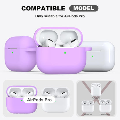 Airpods Pro Case Cover with Keychain, Full Protective Silicone Skin Accessories for Women Girl with Apple 2019 Latest Airpods Pro Case, Front LED Visible-Lavender